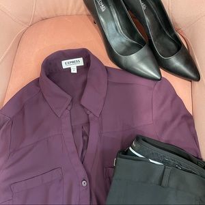 Deep Purple/Eggplant Portofino Button Up Blouse